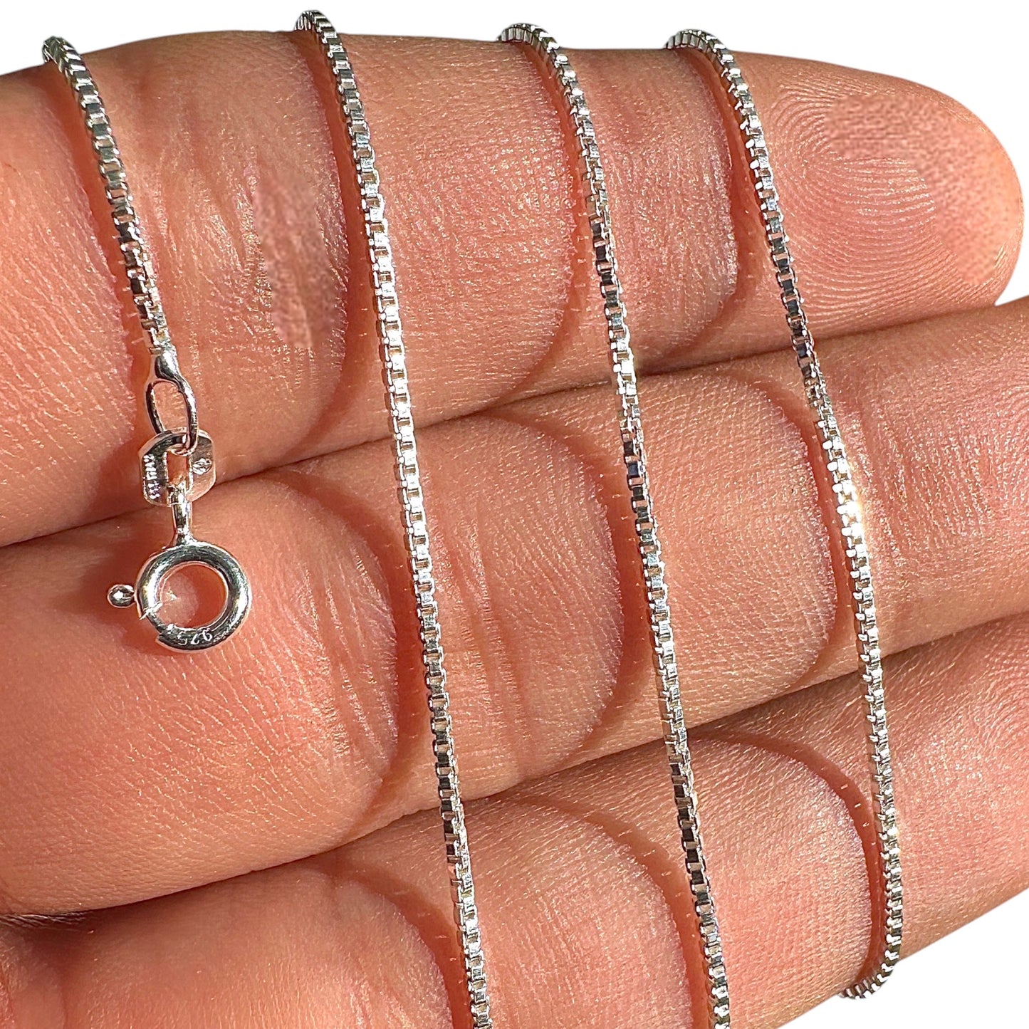 Sterling Silver Box Chain Necklace 1mm 925 Italy Made