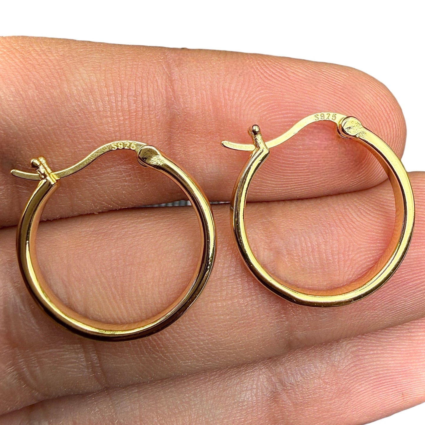 Gold Hoop Earrings 30mm 18K Gold Plated Sterling Silver Hoops