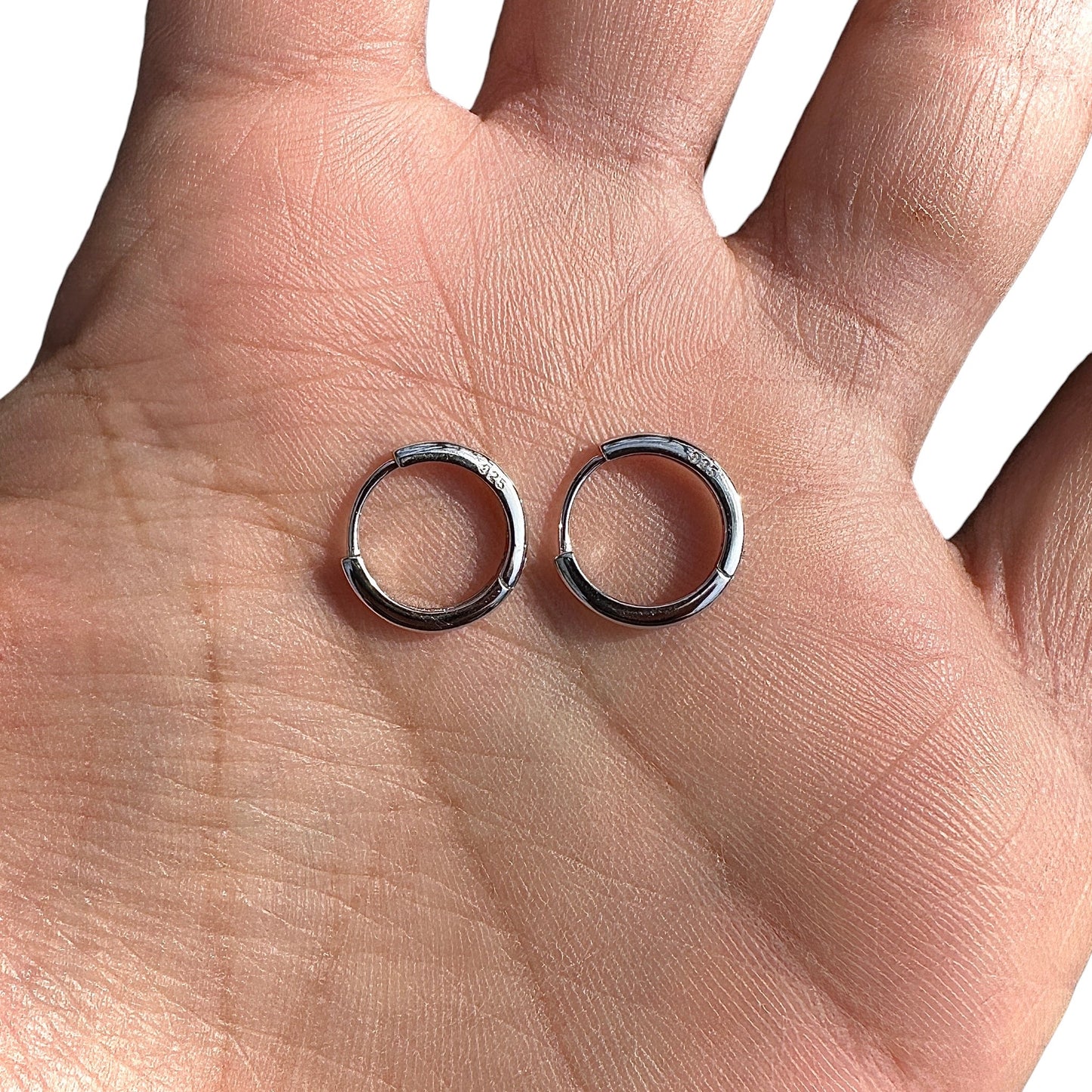 Sterling Silver Huggie Hoops 10mm Rhodium Plated