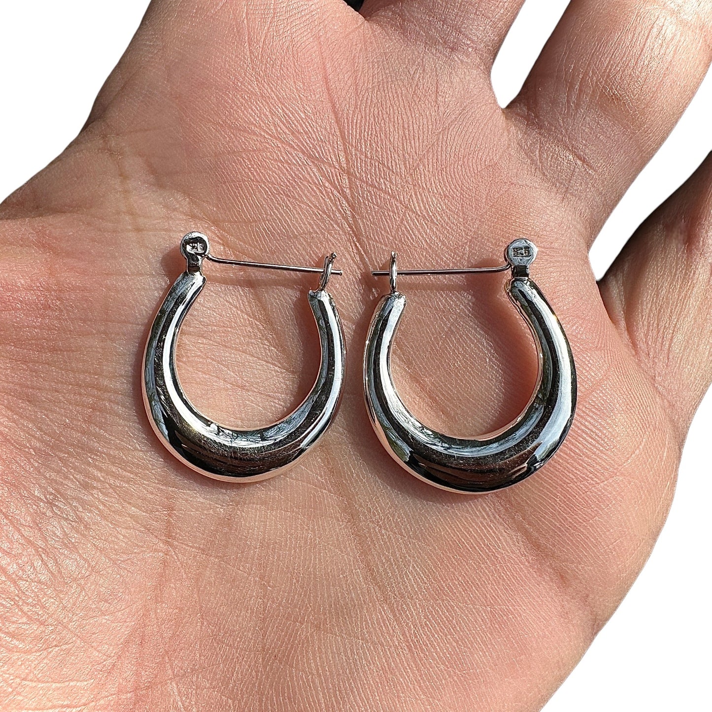 Sterling Silver Hoop Earrings 28mm Oval Hoops