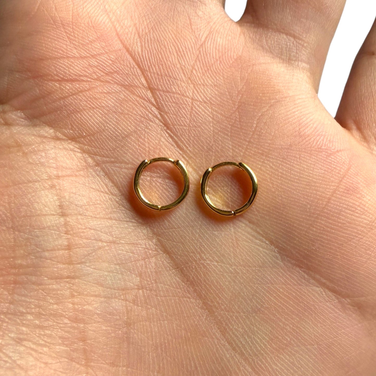 Gold Huggie Earrings 10mm 14k Gold Plated Sterling Silver