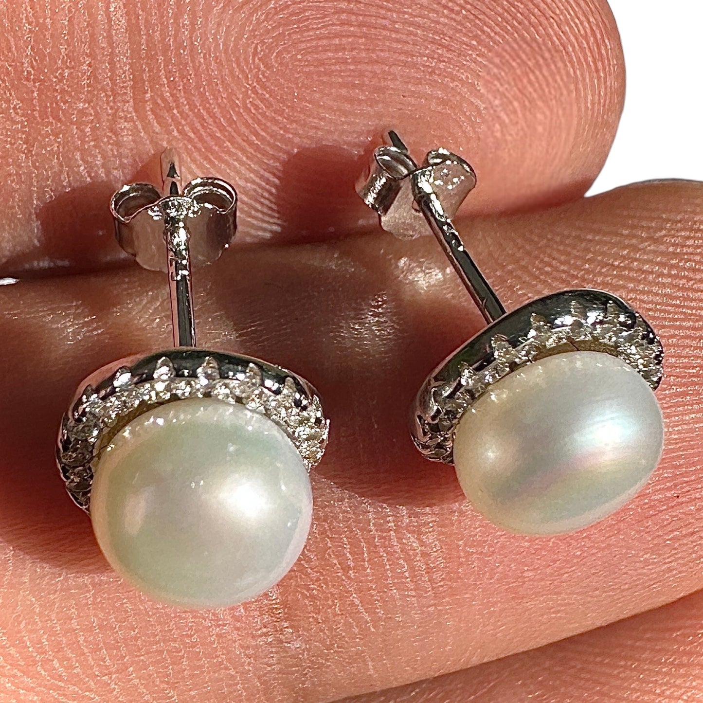 Pearl Stud Earrings 9mm 925 Sterling Silver Round