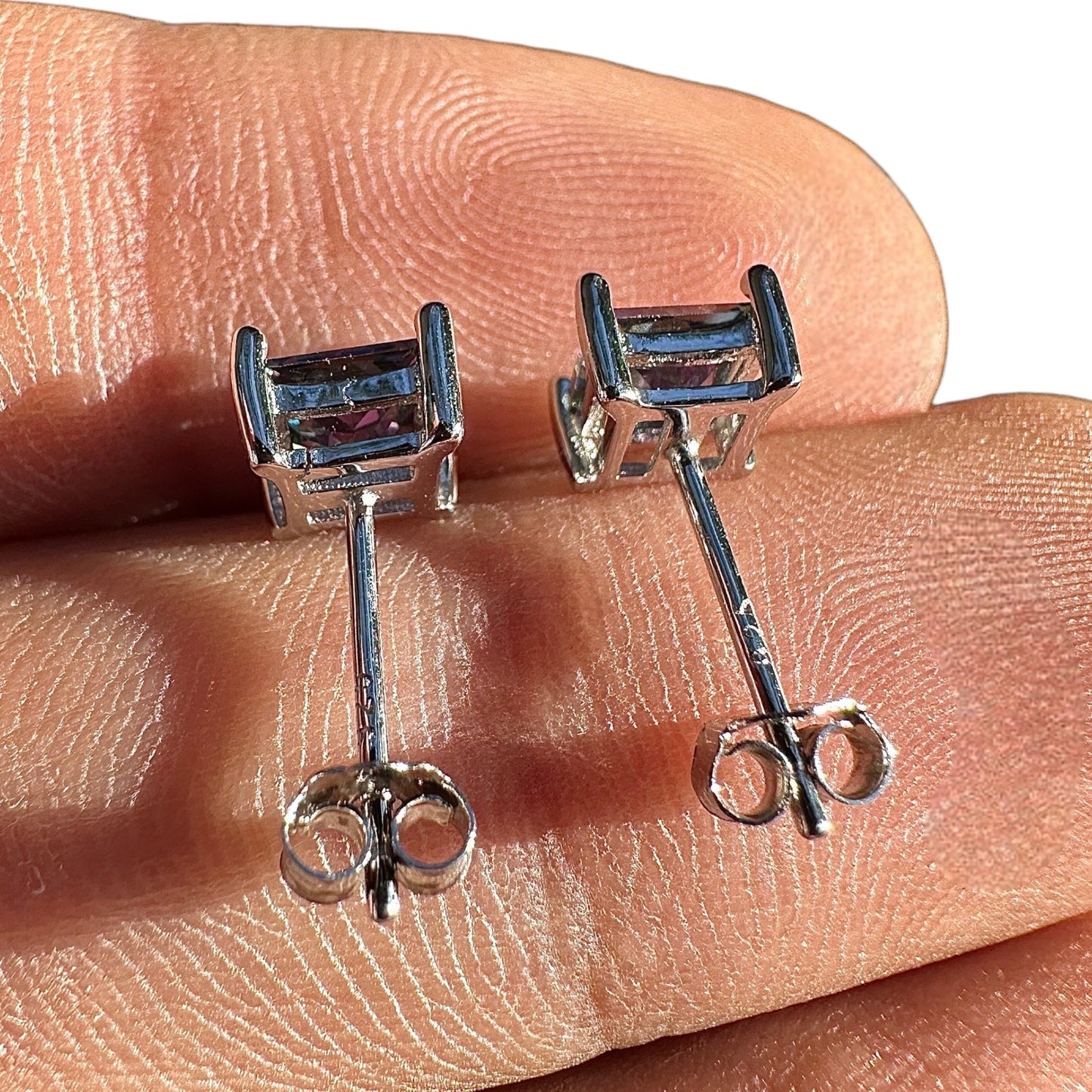 Rainbow Topaz Stud Earrings 5mm Sterling Silver
