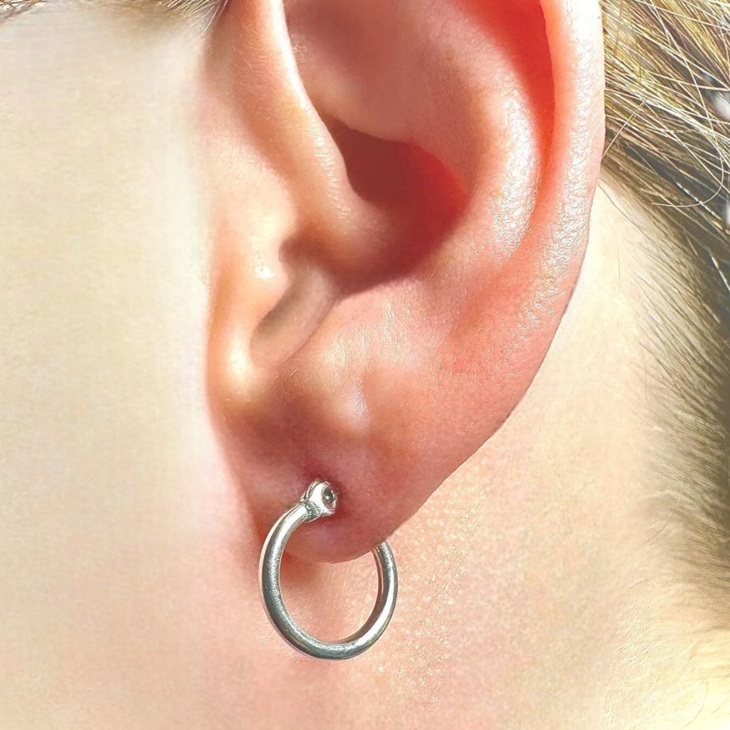 Sterling Silver Hoop Earrings 12mm, 925 Thin Polished Hoops