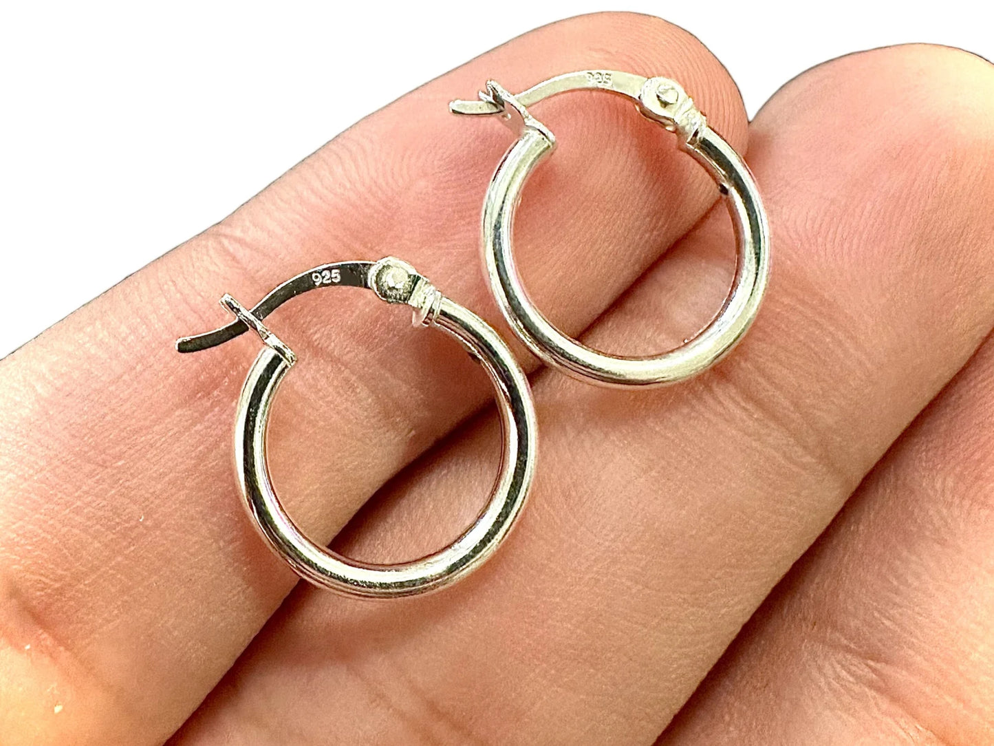 Hoop Earrings Silver Thick 2MM, Sterling Silver 925, Hoop Earrings Women Men, Earrings Hoops Silver 20mm 25mm 30mm 35mm, Jewelry Hoop - leoshopdeals