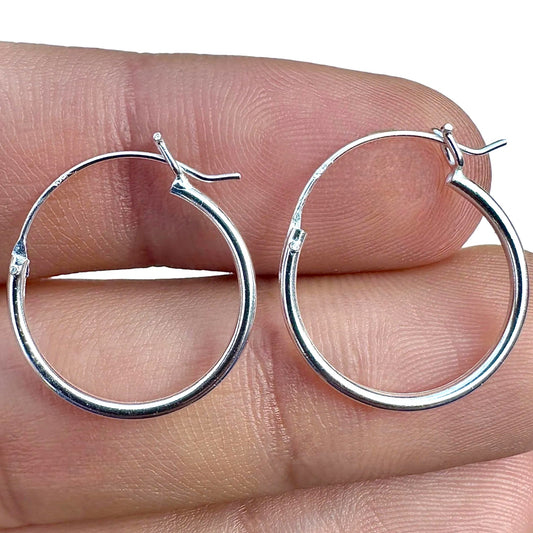 18mm 925 Sterling Silver Hoop Earrings Lightweight Hinged Hoops