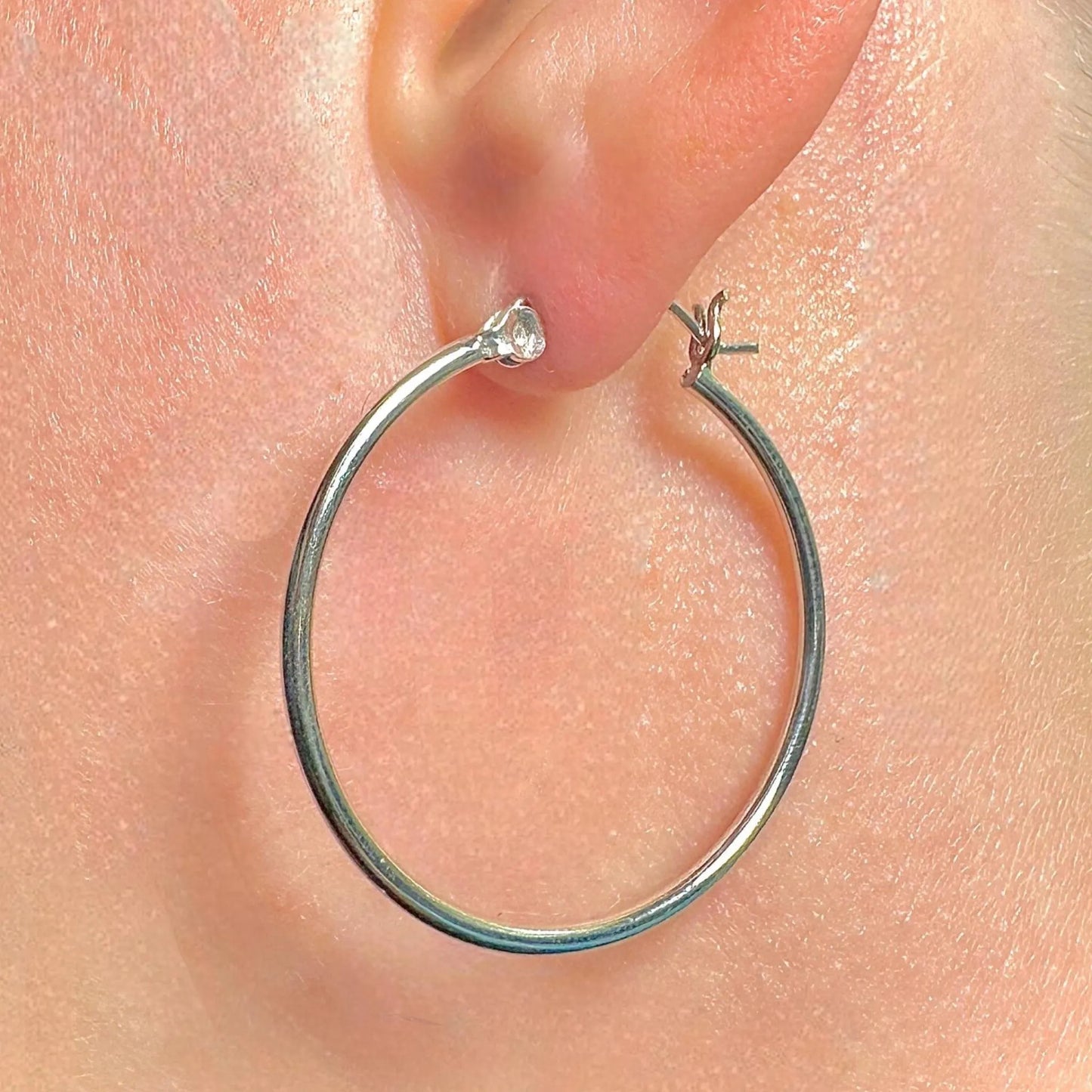 Sterling Silver Hoop Earrings 25mm, 925 Thin Polished Hoops