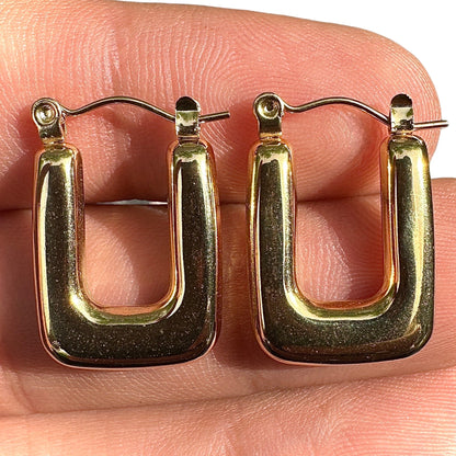 Square Hoop Earrings 22x16mm Gold Tone 304 Stainless Steel
