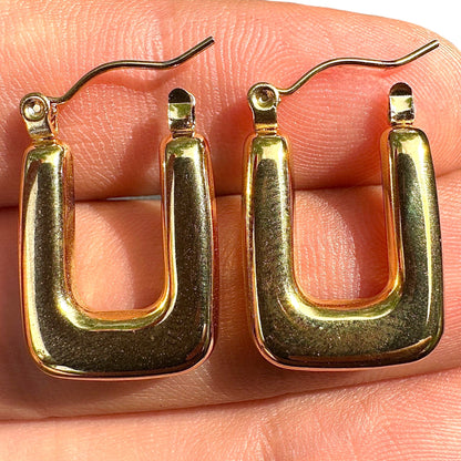 Square Hoop Earrings 22x16mm Gold Tone 304 Stainless Steel