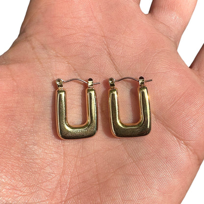 Square Hoop Earrings 22x16mm Gold Tone 304 Stainless Steel