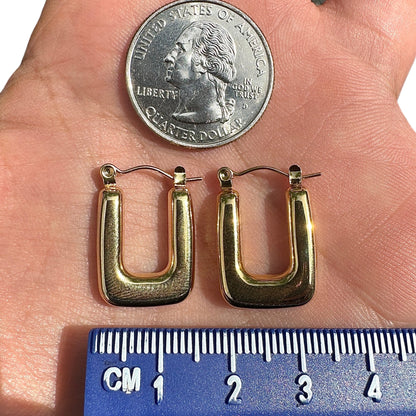 Square Hoop Earrings 22x16mm Gold Tone 304 Stainless Steel