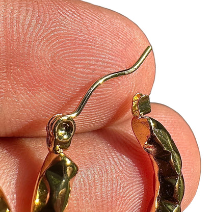Gold Hoop Earrings 20mm Textured Gold Plated Stainless Steel