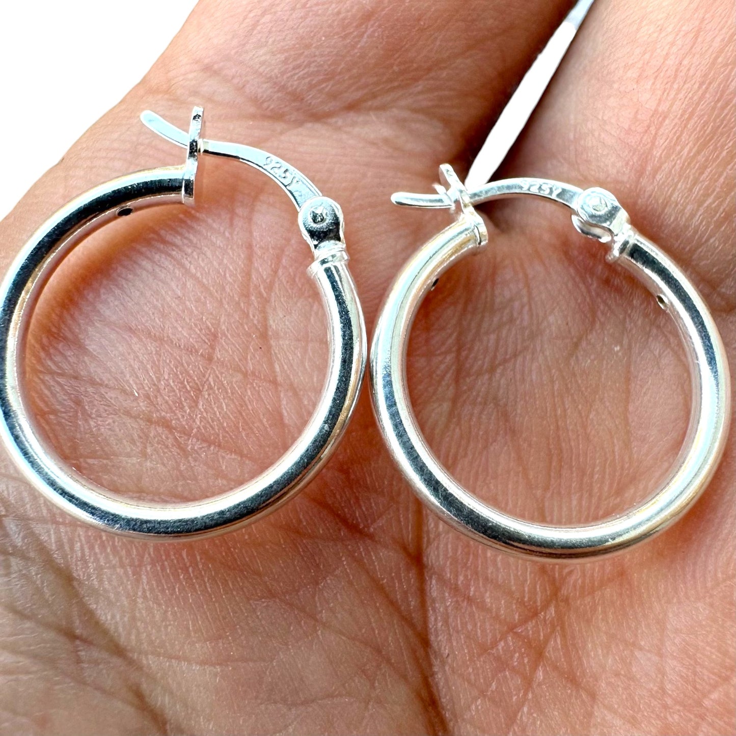 Hoops Earrings 925 Sterling Silver Men Women 20mm 25mm 30mm 35mm