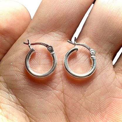 Hoops Earrings 925 Sterling Silver Men Women 20mm 25mm 30mm 35mm