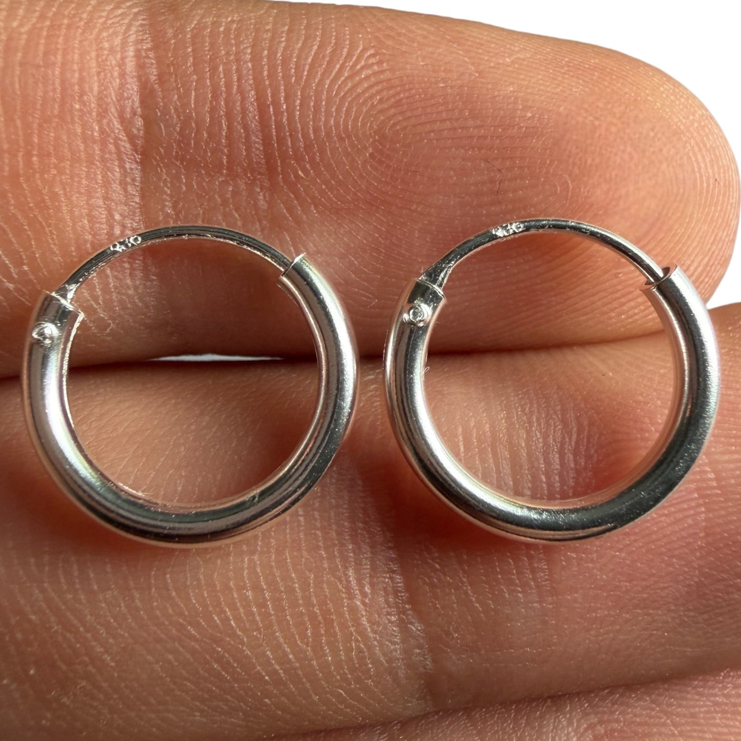 Sterling Silver Huggie Earrings 14mm, 925 Hypoallergenic Hoops