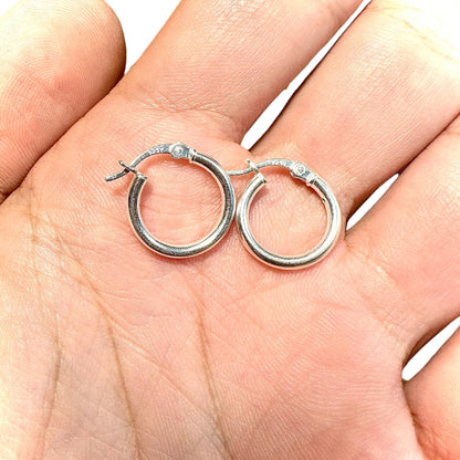 Hoops Earrings 925 Sterling Silver Men Women 20mm 25mm 30mm 35mm