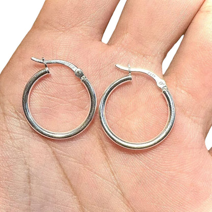 Hoops Earrings 925 Sterling Silver Men Women 20mm 25mm 30mm 35mm