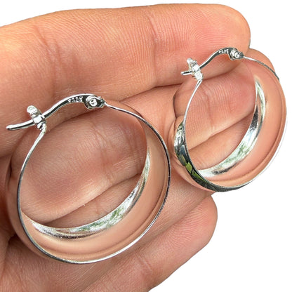 Sterling Silver Hoop Earrings 30mm Wide Hinged Hoops
