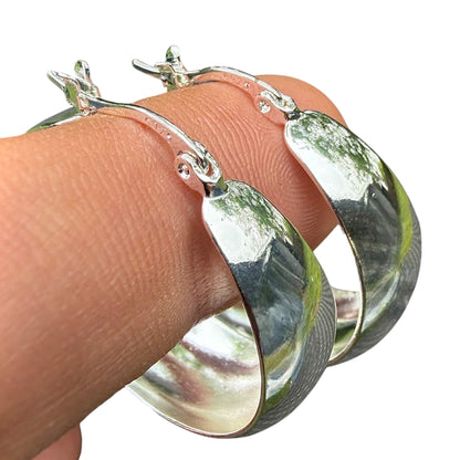 Sterling Silver Hoop Earrings 30mm Wide Hinged Hoops