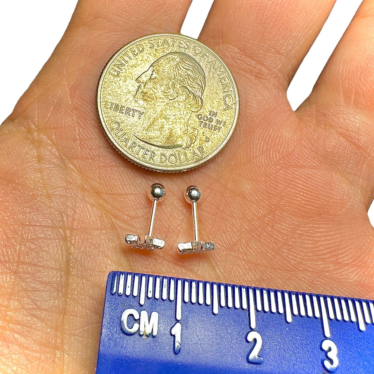 Sterling Silver Star Stud Earrings 7x5mm CZ Tiny Minimalist Silver Gift