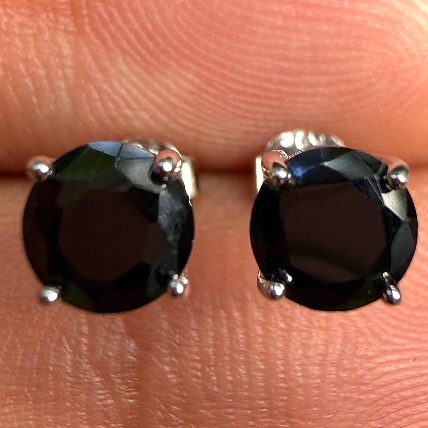 Black Stud Earrings 5mm 925 Sterling Silver Round CZ