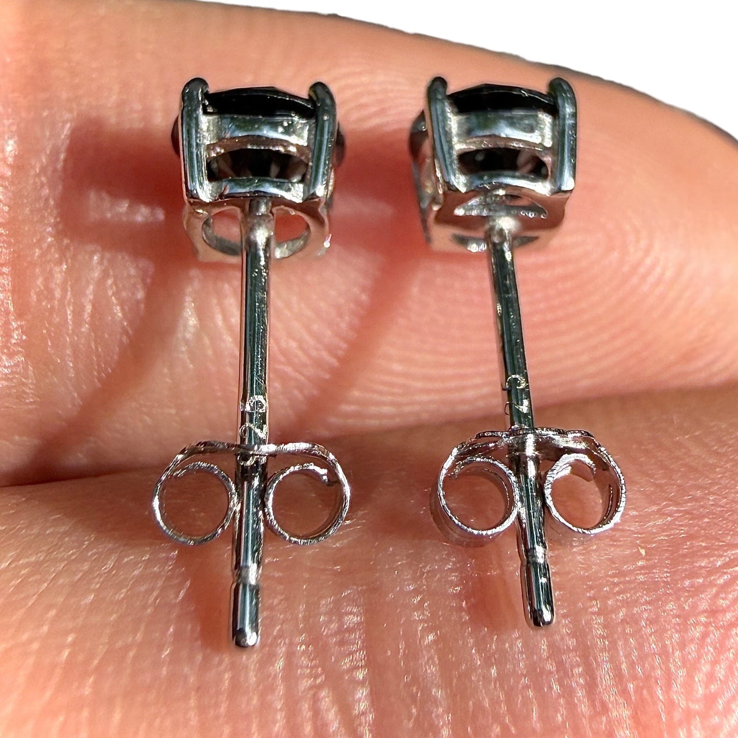 Black Stud Earrings 5mm 925 Sterling Silver Round CZ