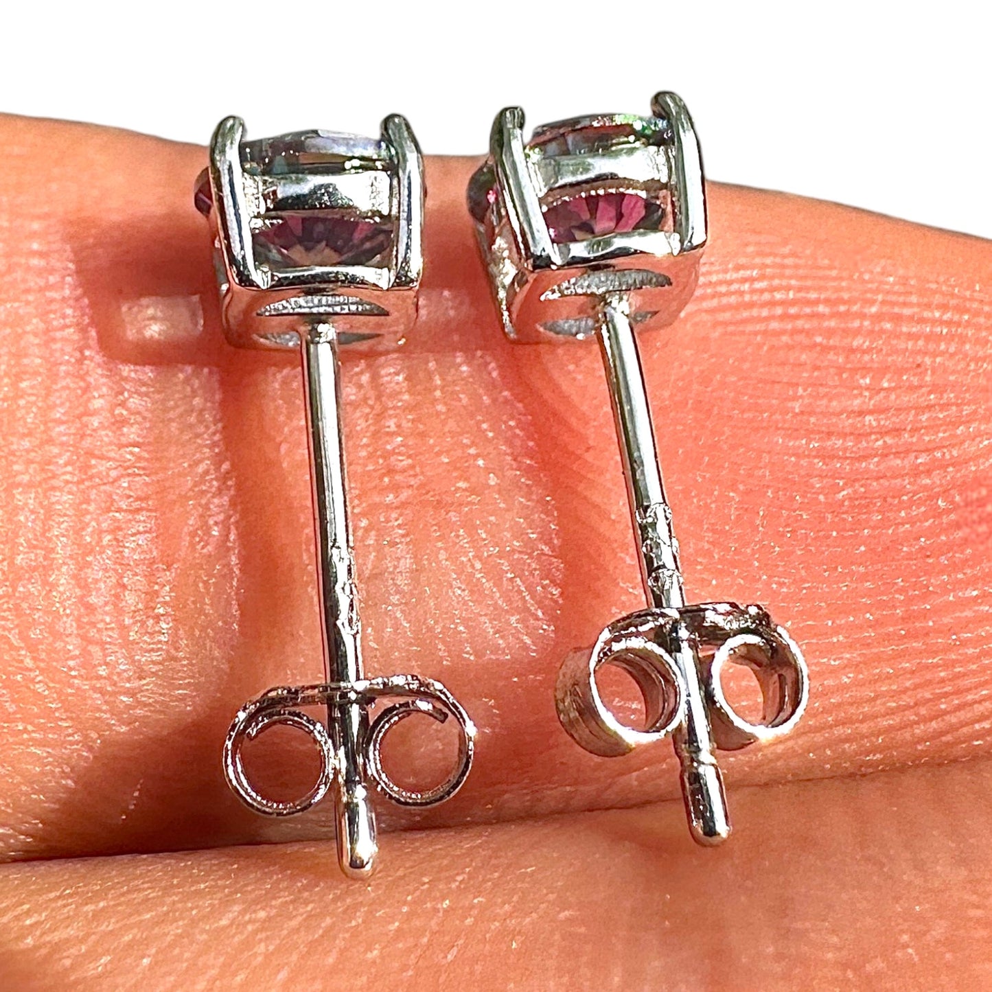 Rainbow Stud Earrings 5mm 925 Sterling Silver CZ