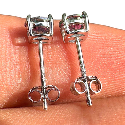 Rainbow Stud Earrings 5mm 925 Sterling Silver CZ