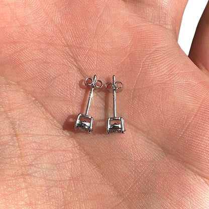 Rainbow Stud Earrings 5mm 925 Sterling Silver CZ
