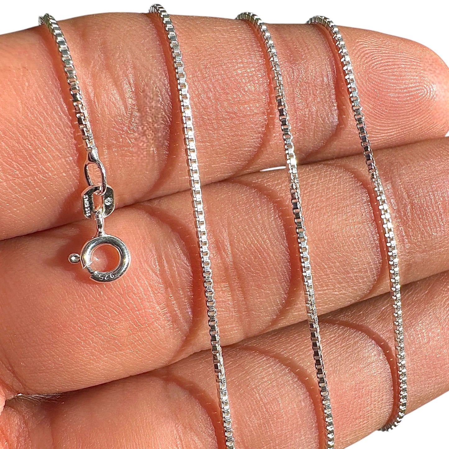 Sterling Silver Box Chain Necklace 1mm 925 Italy Made