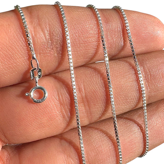 Sterling Silver Box Chain Necklace 1mm 925 Italy Made