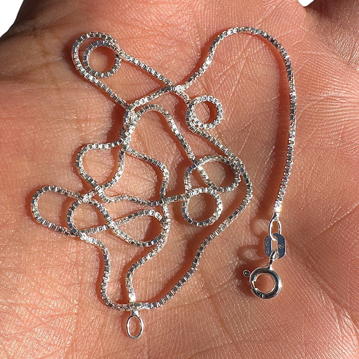 Sterling Silver Box Chain Necklace 1mm 925 Italy Made