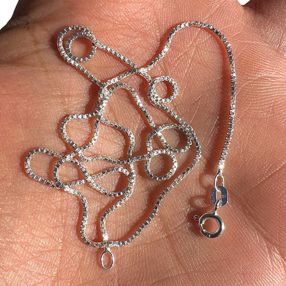 Sterling Silver Box Chain Necklace 1mm 925 Italy Made