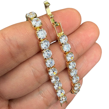 Tennis Bracelet 7.5 Inch Gold Tone Clear Zircon