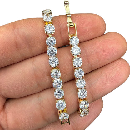 Tennis Bracelet 7.5 Inch Gold Tone Clear Zircon