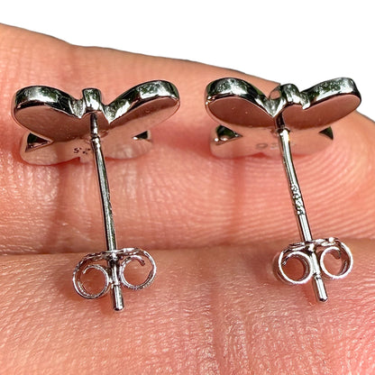 Butterfly Stud Earrings in 925 Sterling Silver with Blue Lab Opal