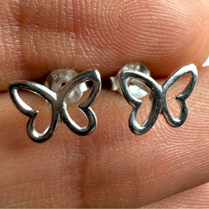 Butterfly Stud Earrings, 925 Sterling Silver Hypoallergenic Studs