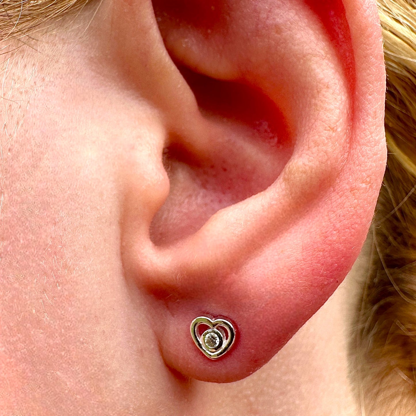 Silver Heart Stud Earrings 925 Sterling Silver CZ Minimalist