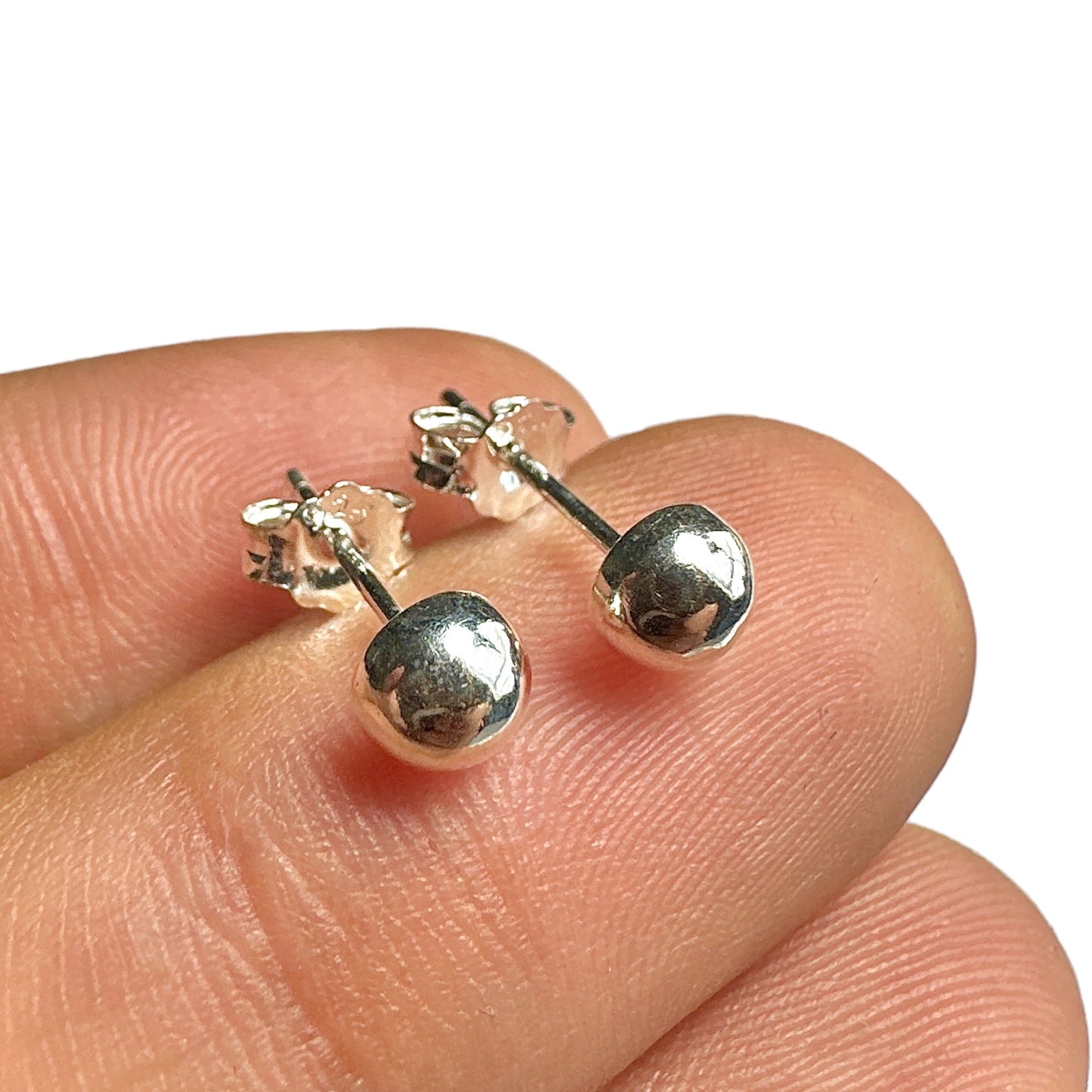 925 Sterling Silver Stud Earrings — 5mm Half Ball Dome High Polish