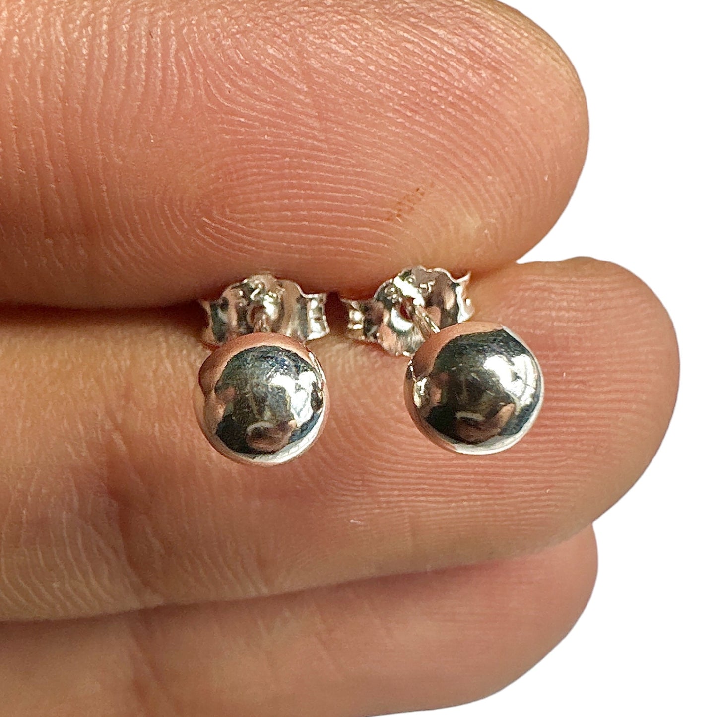925 Sterling Silver Stud Earrings — 5mm Half Ball Dome High Polish