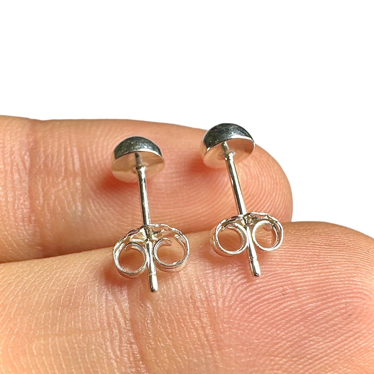 925 Sterling Silver Stud Earrings — 5mm Half Ball Dome High Polish
