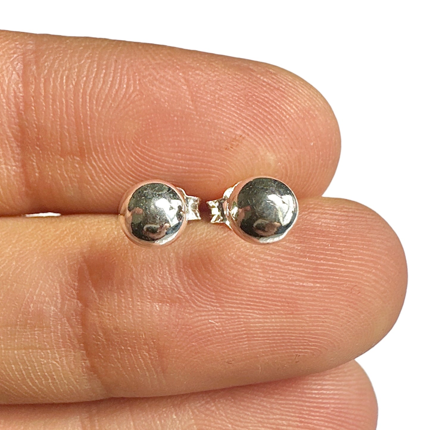 925 Sterling Silver Stud Earrings — 5mm Half Ball Dome High Polish