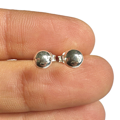 925 Sterling Silver Stud Earrings — 5mm Half Ball Dome High Polish