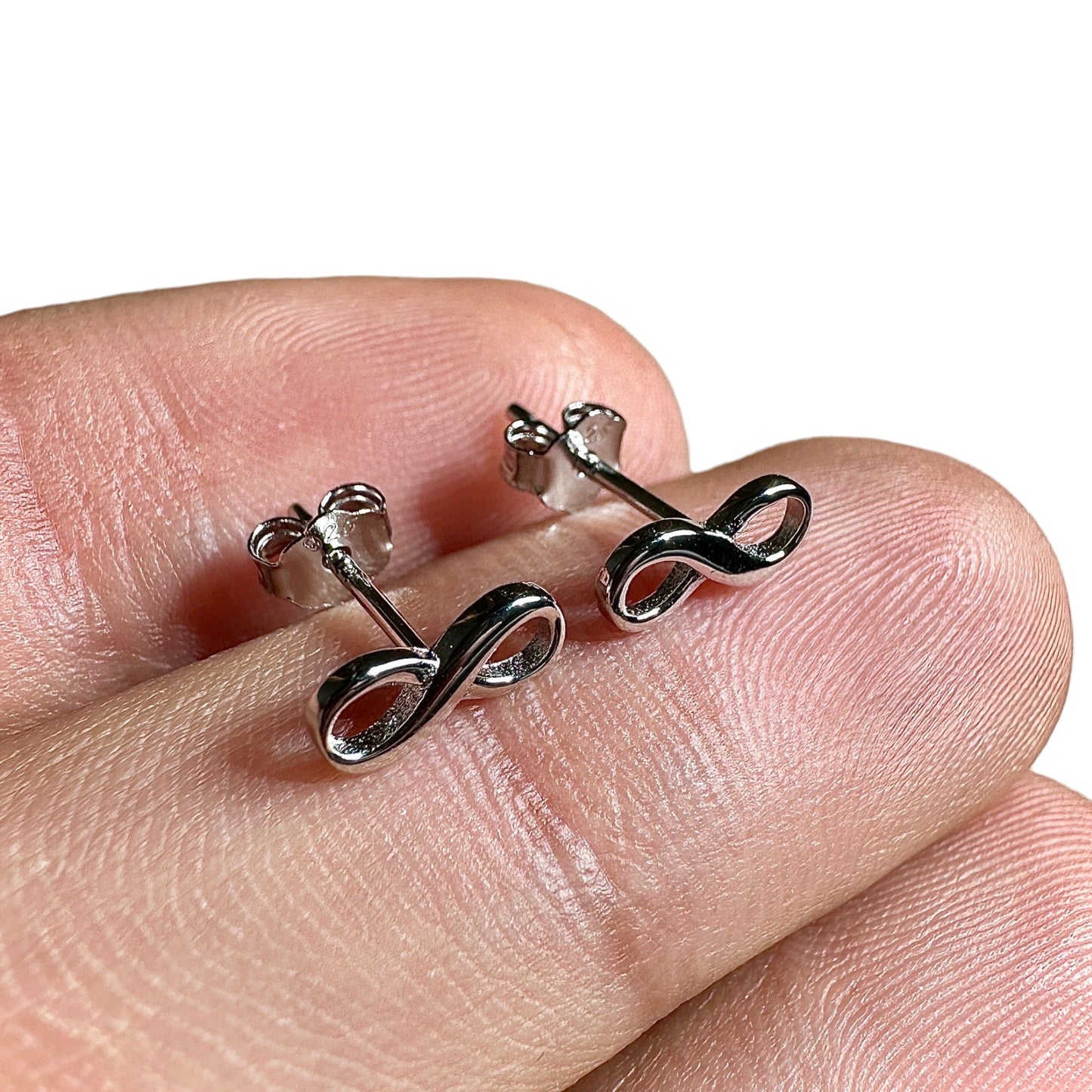 Sterling Silver Infinity Stud Earrings 9mm