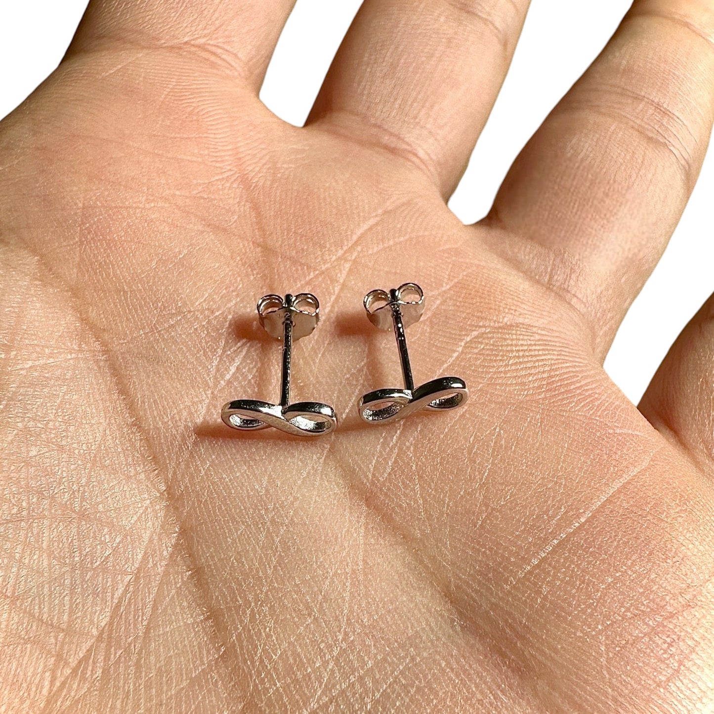 Sterling Silver Infinity Stud Earrings 9mm