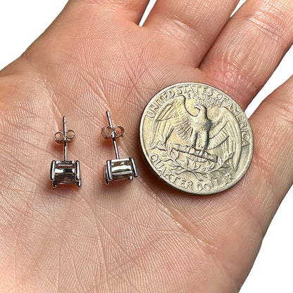 Rainbow Topaz CZ Stud Earrings 925 Sterling Silver — 5mm Square Princess Cut