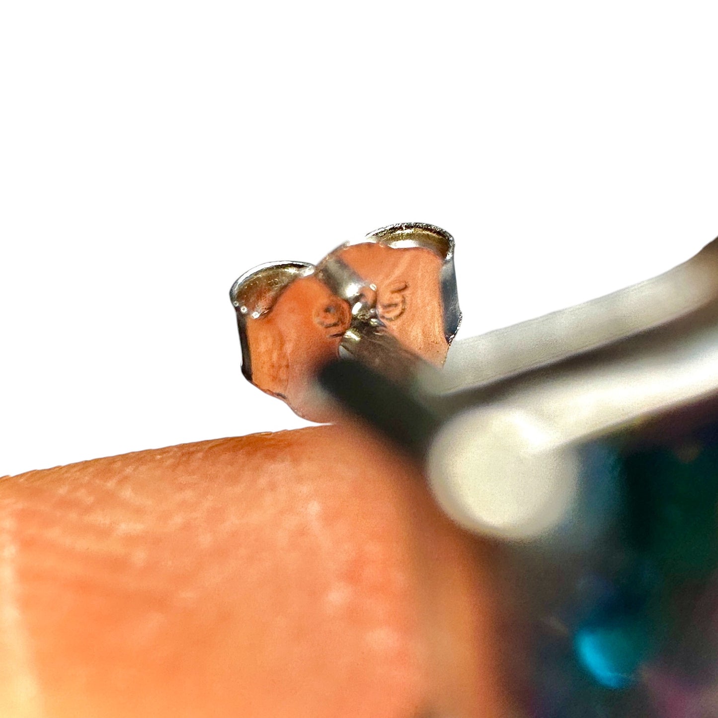 Rainbow Topaz CZ Stud Earrings 925 Sterling Silver — 5mm Square Princess Cut