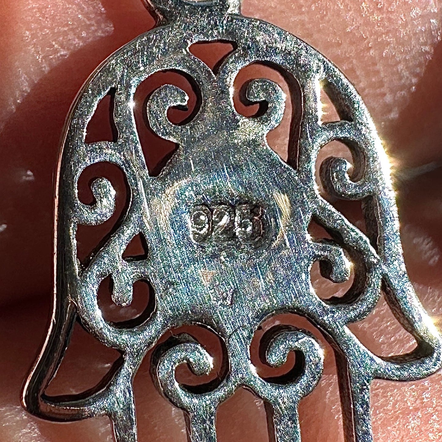 Sterling Silver Hamsa Earrings 15mm Turquoise Drops