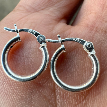 Sterling Silver 925 Italy Small Medium Large Hoop Earrings for Men Women - leoshopdeals