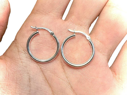 Sterling Silver 925 Italy Small Medium Large Hoop Earrings for Men Women - leoshopdeals